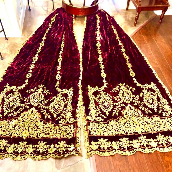 ALEXANDRA'S ACCENTS Pair of Vintage Baroque Drapery Panels Embr Velour 100 x 38"